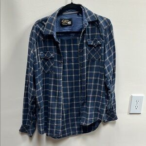 Lucky Brand Men's Blue Plaid Casual Shirt
